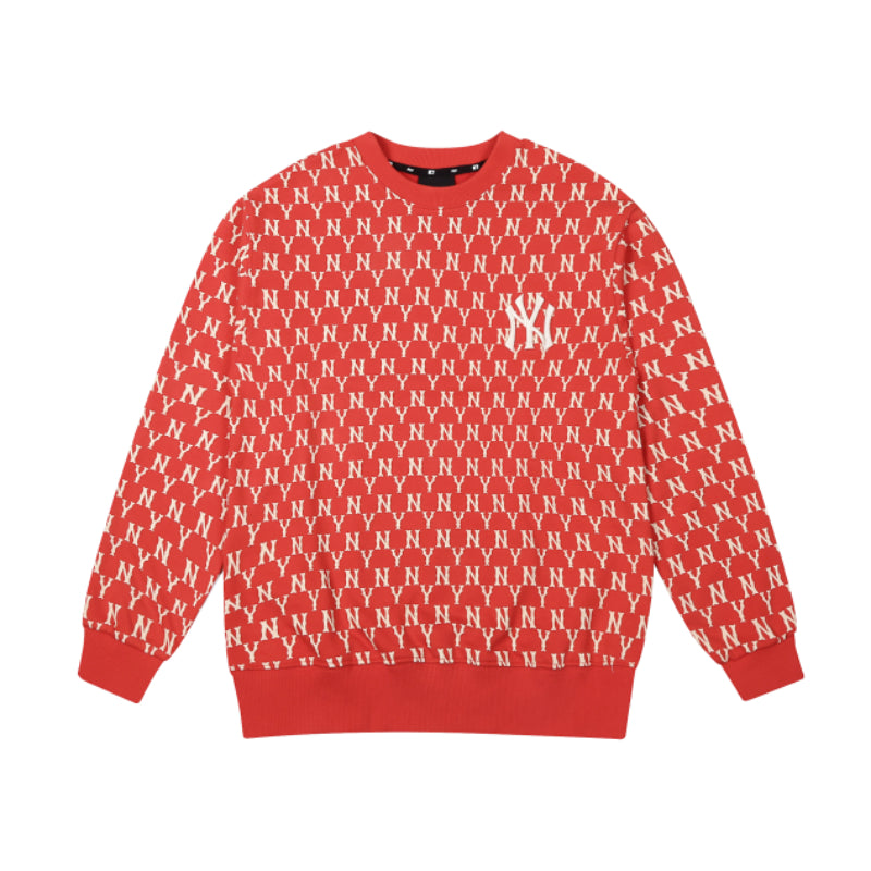 MLB Korea - Monogram Front Overfit Sweatshirt Red - New York Yankees / XS