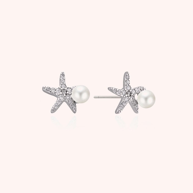 CLUE Starfish Pearl Silver Earrings Harumio