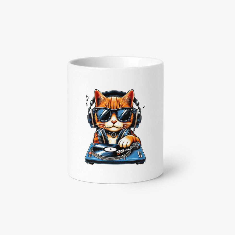 Egg Cartop - Music Listening Cat 64 Basic Mug