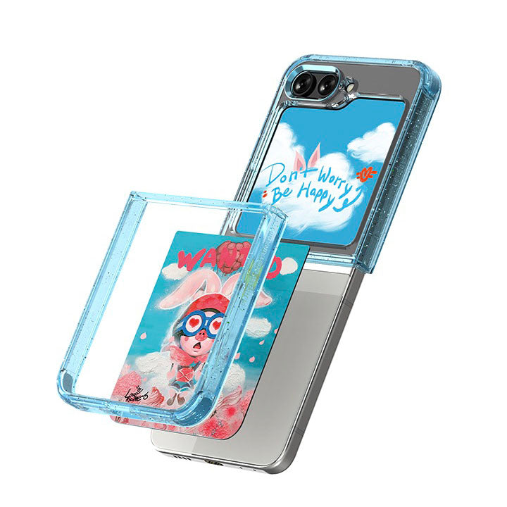 Blue Stripe And Cute Molang Samsung Galaxy S21 Case