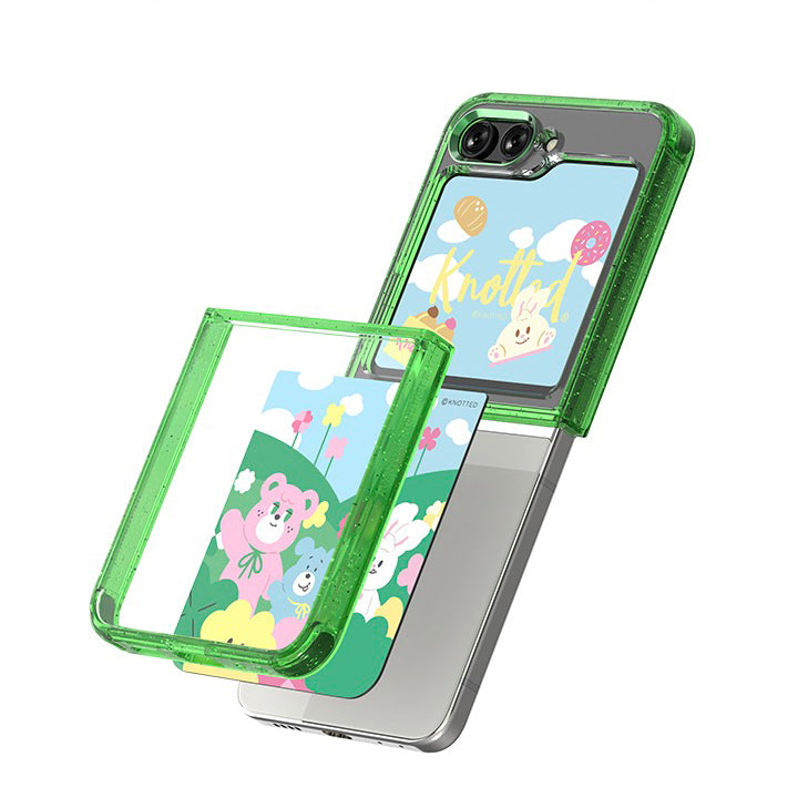 Z Flip 5 Korean Love Rabbit 3D Stickers Phone Case for Samsung