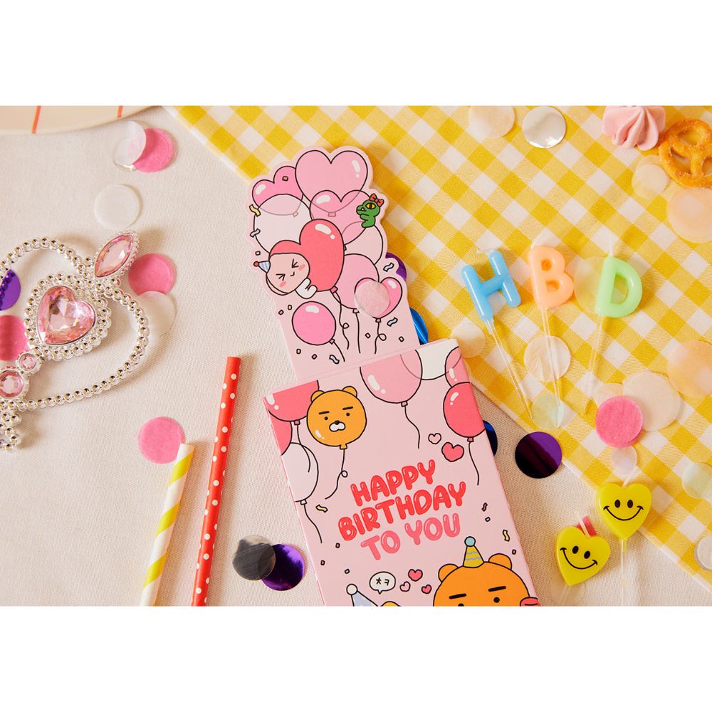 Kakao Friends - Ryan & Choonsik Happy Birthday Shoulder Ribbon Firecracker Card Set