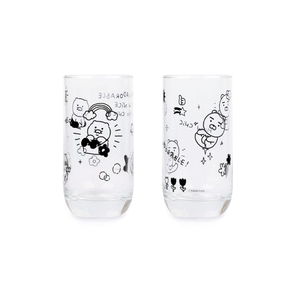 Kakao Friends - Doodle Doodle Ryan & Choonsik Glass Cup Set