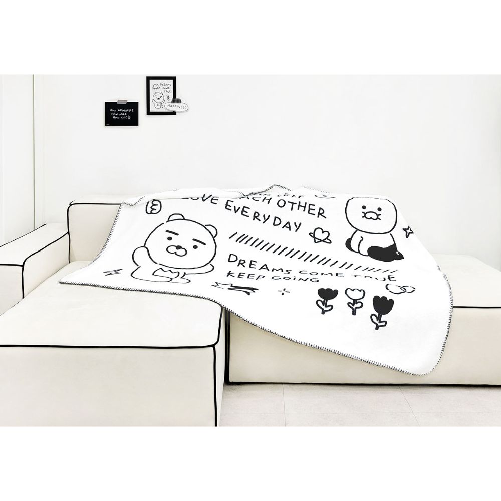 Kakao Friends - Doodle Doodle Ryan & Choonsik Large Fleece Blanket