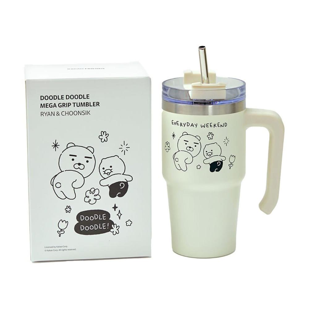 Kakao Friends - Choonsik Cartoon Blue Handle Tumbler 887ml