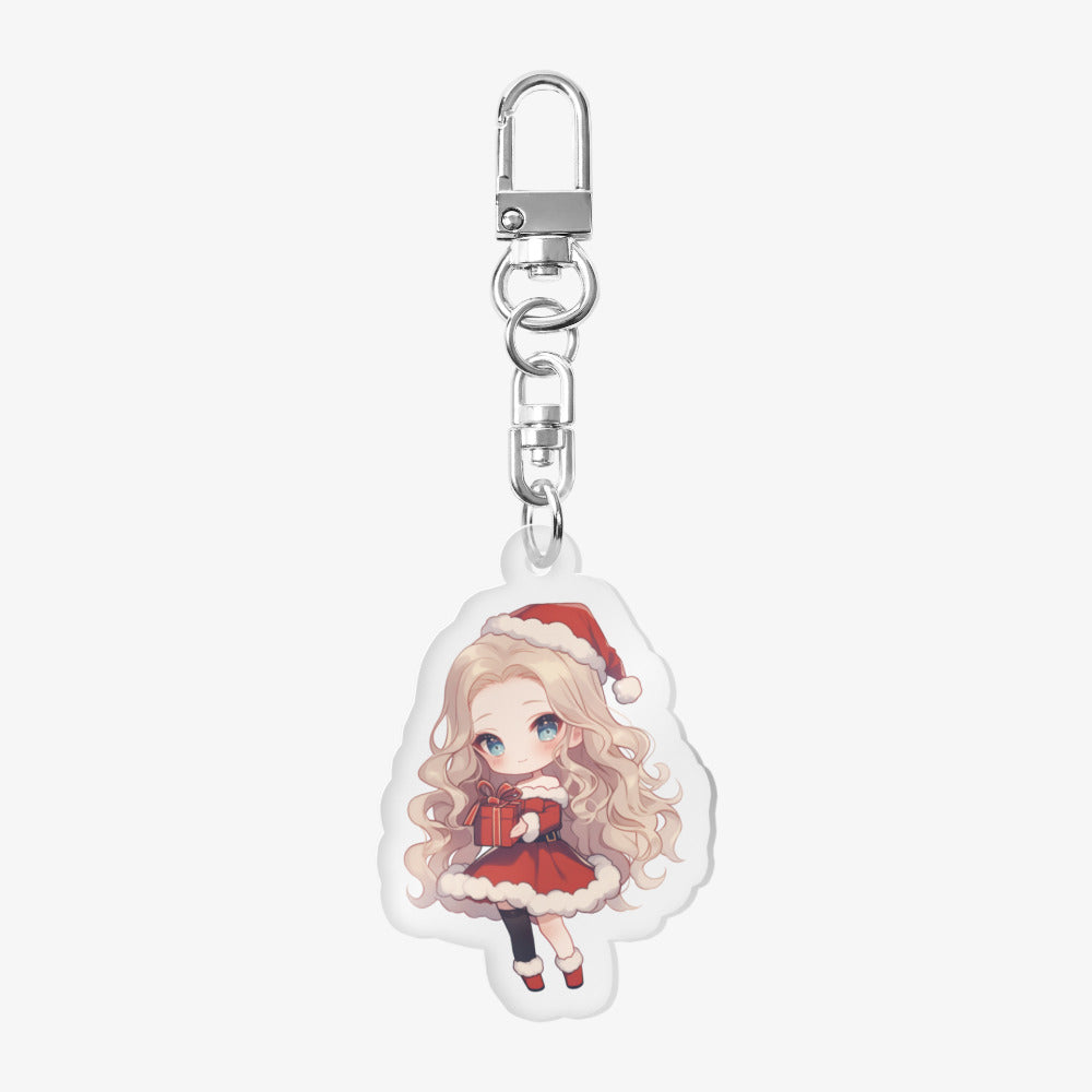 HealingArtWorkshop - Christmas Gift Santa Girl Acrylic Keyring