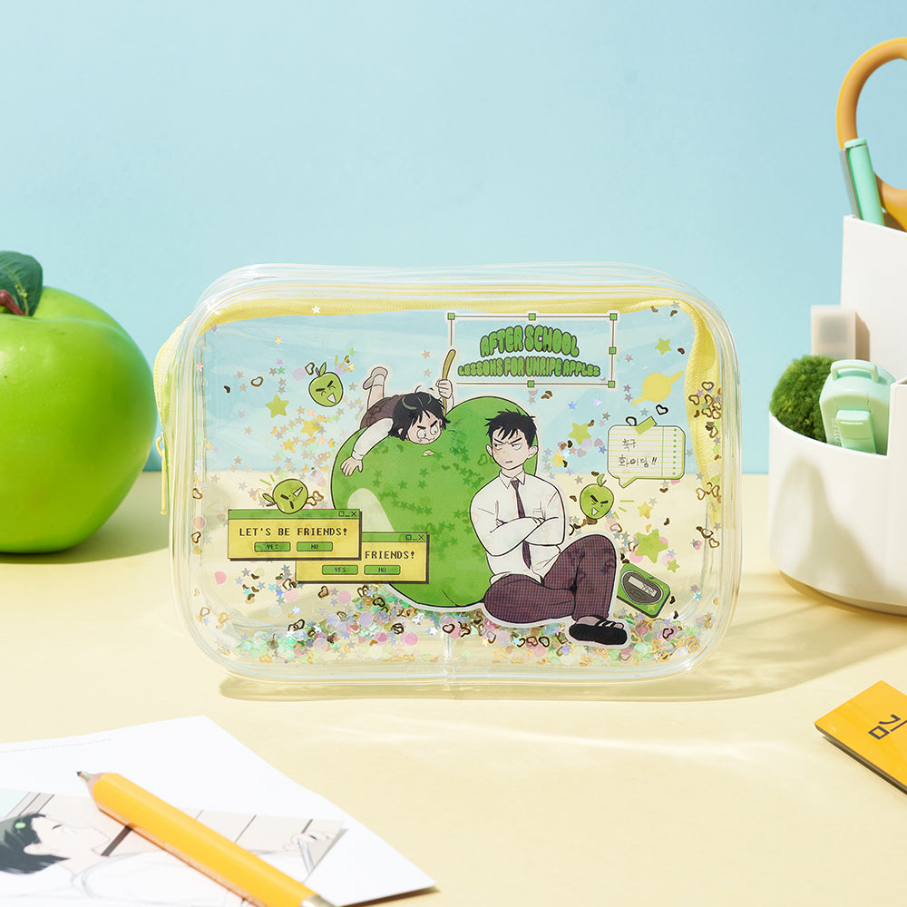 After School Lessons For Unripe Apples - Clear Glitter Pouch