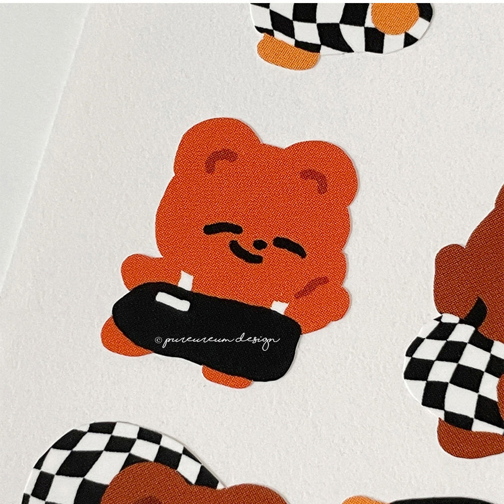 Pureureum Design - Cupid Bear Checkerboard Pants Stickers (Limited Edition)