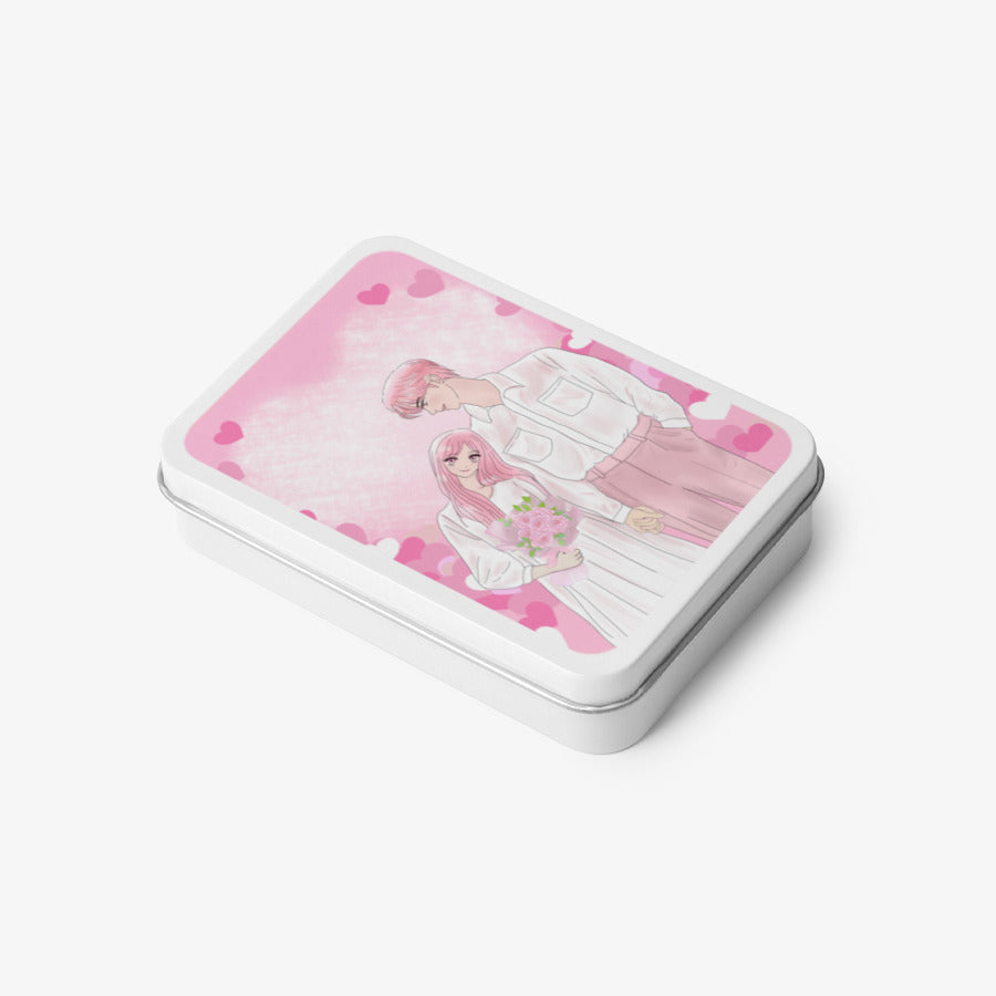 Rottie Pink - Pink Heart Couple Tin Case