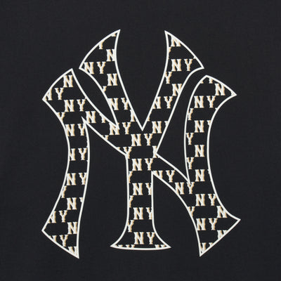 MLB Korea Classic Monogram Front Pattern Collar Tee Shirt NY Yankees Black