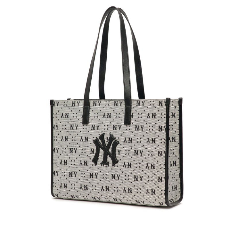 MLB Monogram PU Embo Large New York Yankees Hobo Bag Hand Bag Shoulder Bag  Black