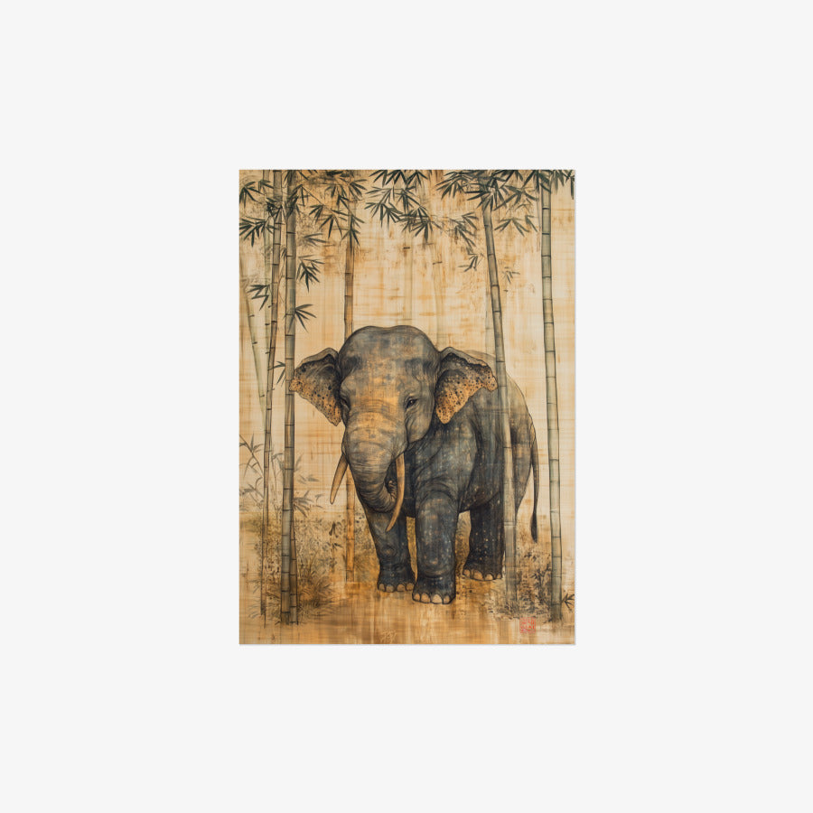 Woori Doori - Elephant with Flowers A4 Poster