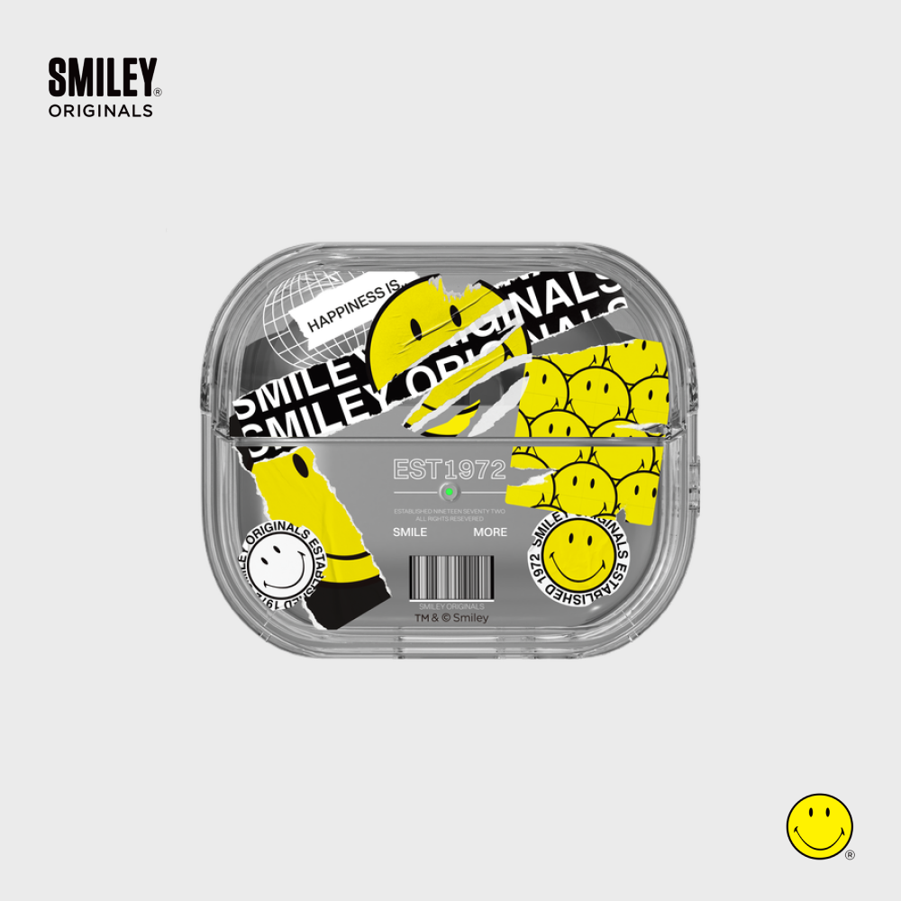 SLBS - Smiley Gray Pattern Clear Cover (Galaxy Buds3 Pro)