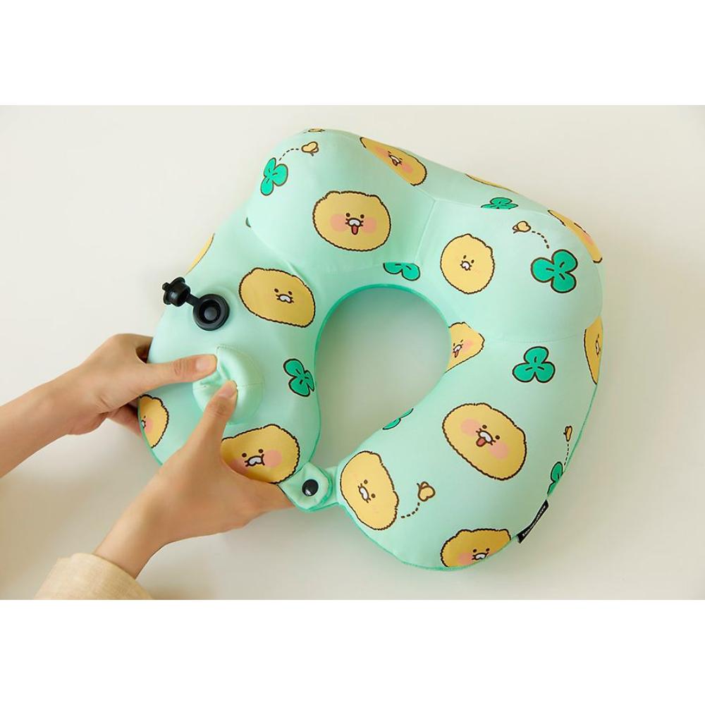 Kakao Friends - Choonsik Compact Air Pump Neck Cushion & Pouch Set