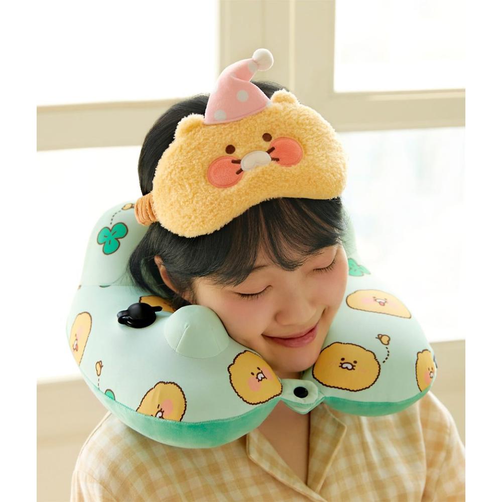 Kakao Friends - Choonsik Compact Air Pump Neck Cushion & Pouch Set