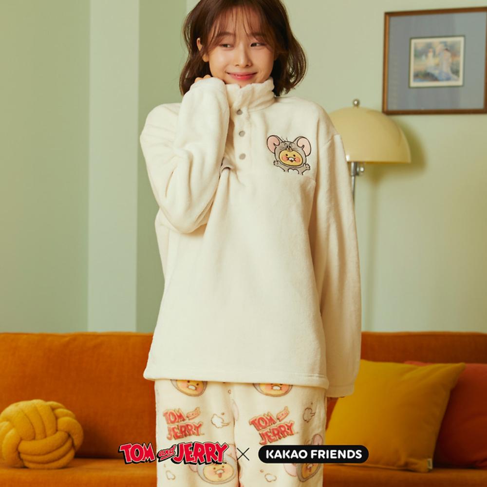 Tom and Jerry x Kakao Friends - Tuffy Choonsik Women Flannel Pajamas Set