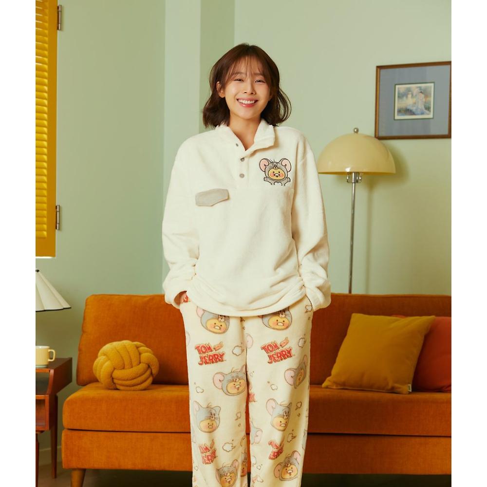 Tom and Jerry x Kakao Friends - Tuffy Choonsik Women Flannel Pajamas Set