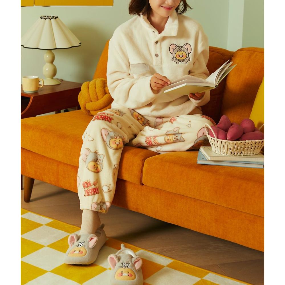 Tom and Jerry x Kakao Friends - Tuffy Choonsik Women Flannel Pajamas Set