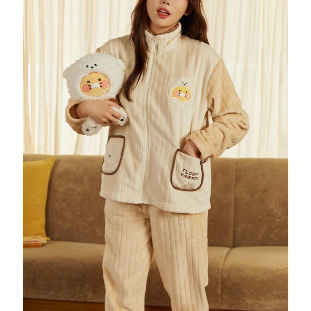 Kakao Friends - Floofy Friends Choonsik Zip-up Fleece Pajamas Set