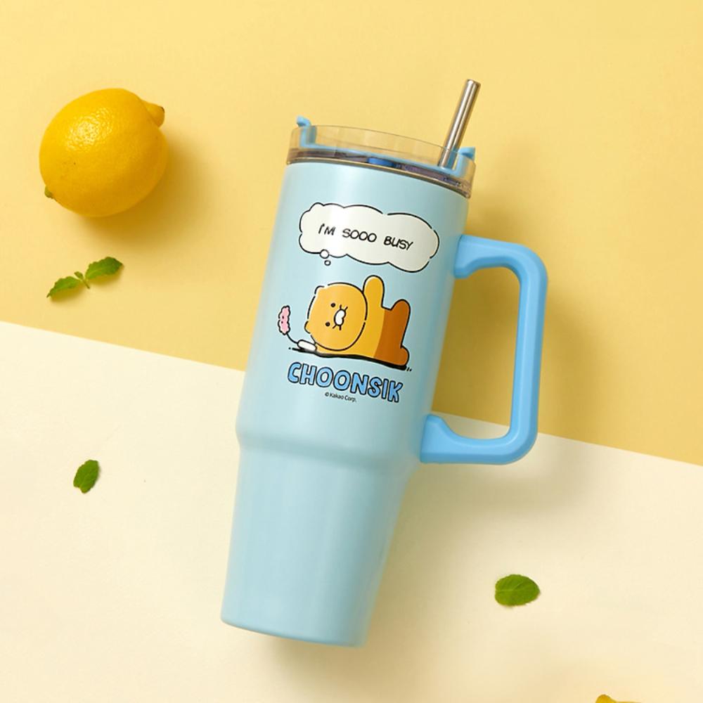 Kakao Friends - Choonsik Cartoon Blue Handle Tumbler 887ml