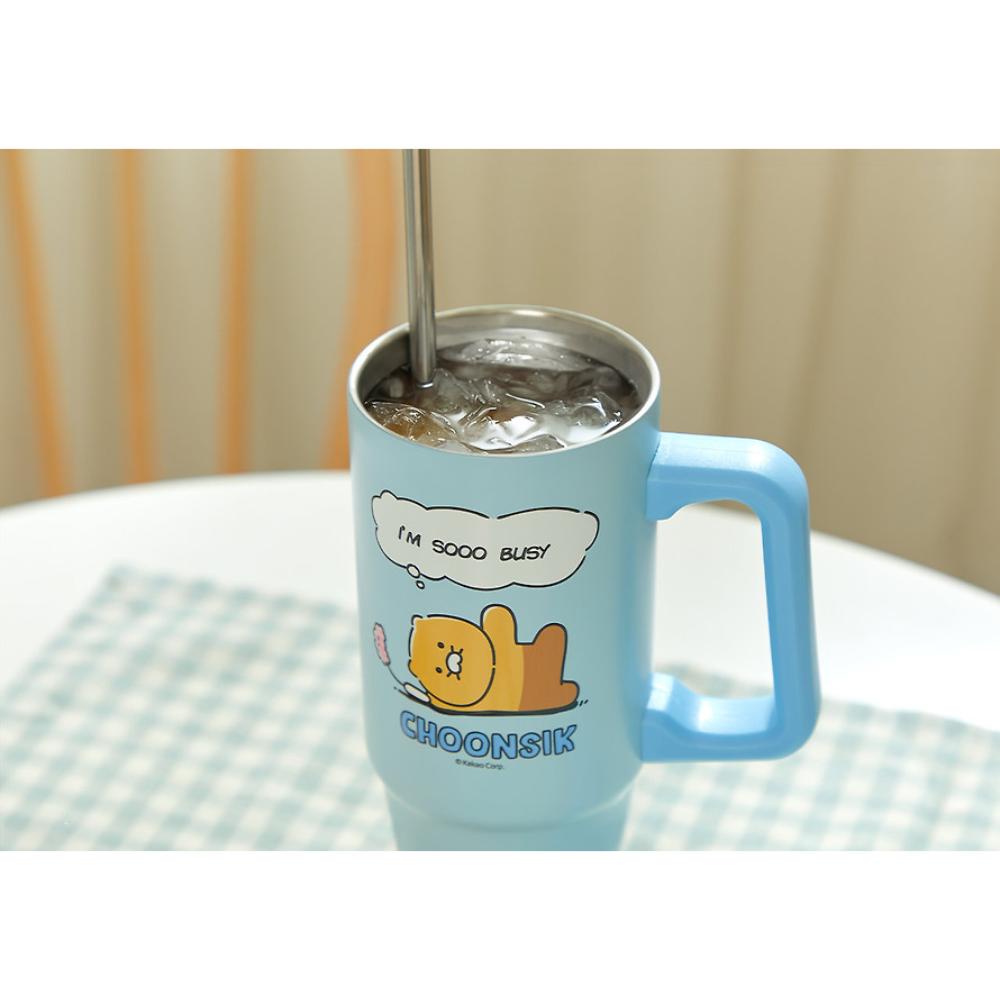 Kakao Friends - Choonsik Cartoon Blue Handle Tumbler 887ml