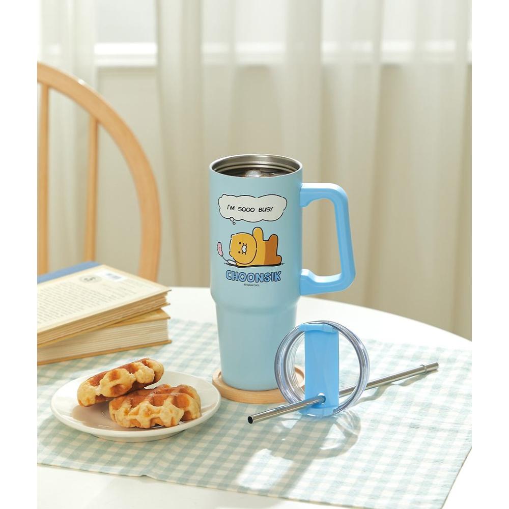 Kakao Friends - Choonsik Cartoon Blue Handle Tumbler 887ml