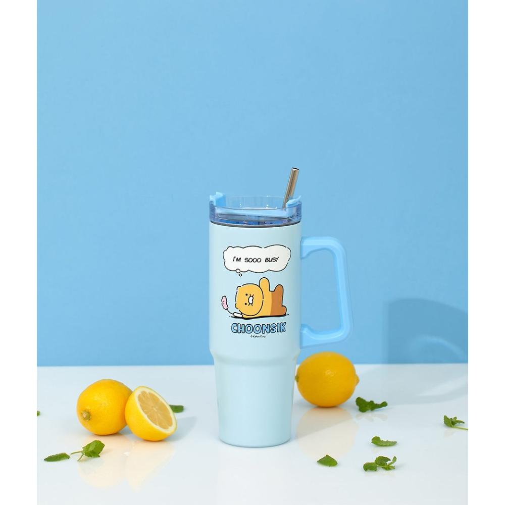 Kakao Friends - Choonsik Cartoon Blue Handle Tumbler 887ml