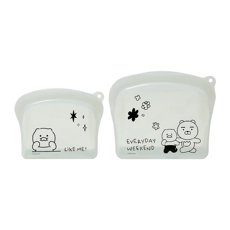 Kakao Friends - Doodle Doodle Silicone Zipper Bag Set (Ryan & Choonsik)