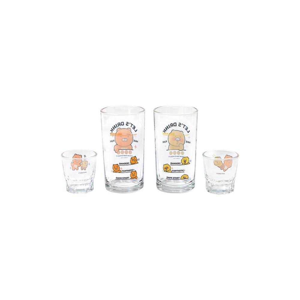 Kakao Friends - Ryan & Choonsik Soju & Beer Glass 4P-Set