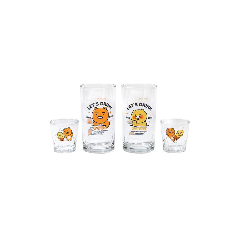 Kakao Friends - Ryan & Choonsik Soju & Beer Glass 4P-Set