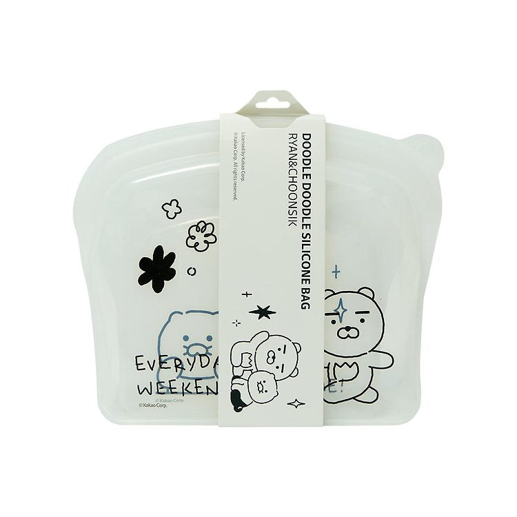 Kakao Friends - Doodle Doodle Silicone Zipper Bag Set (Ryan & Choonsik)