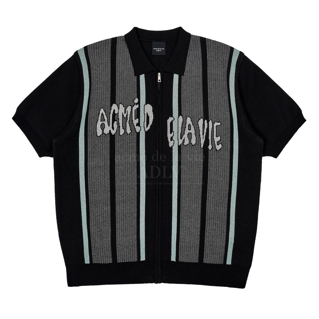ADLV - Stripe Front Zip Up Knit Shirt – Harumio