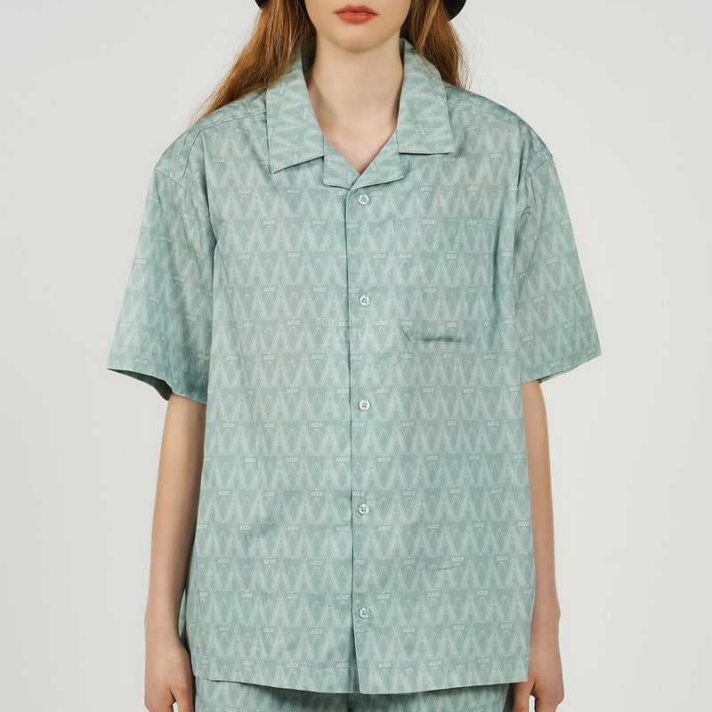 ADLV - A Logo Monogram Pattern Open Collar Shirt – Harumio