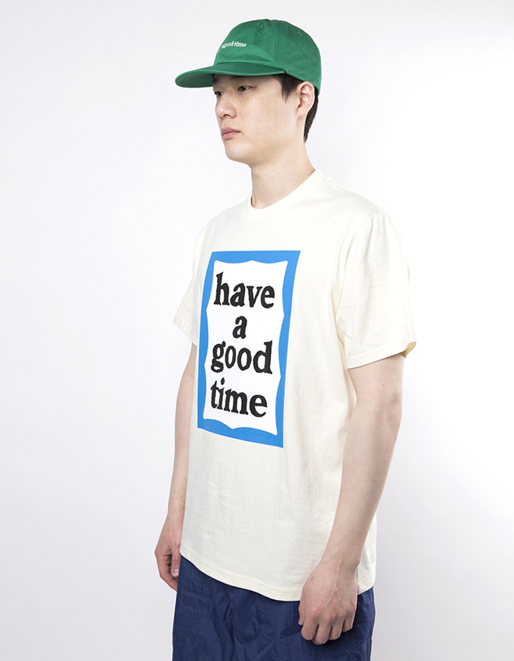 have a good time - Big Blue Frame Short Sleeve T-shirt - Cream