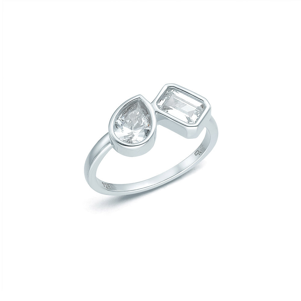 OST - Square Waterdrop Silver Ring