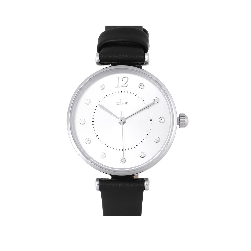 OST - Cubic Circle Black Leather Watch