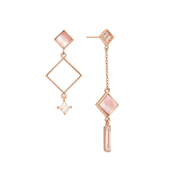 OST - Pink Mother-of-Pearl Rose Gold Drop Earrings