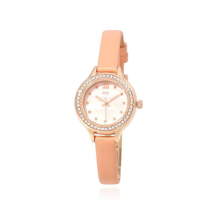 OST - Dazzling Pink Women's Leather Watch