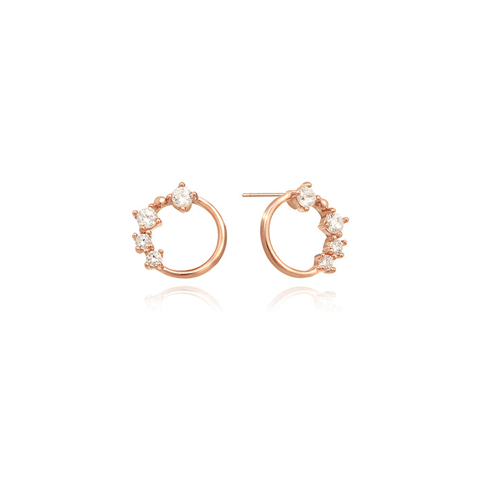 OST - Cubic Round Rose Gold Earrings