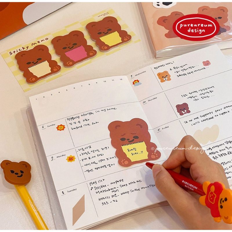 Pureureumdesign x 10x10 - Cupid Bear Sketchbook Sticky Notes