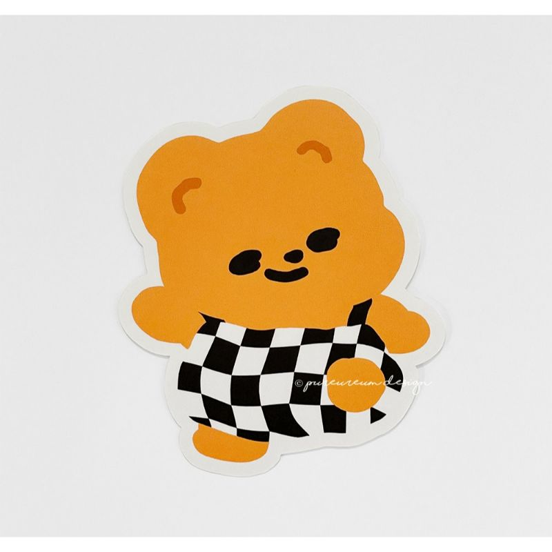 Pureureumdesign - Cupid Bear Checkerboard Removable Piece Sticker