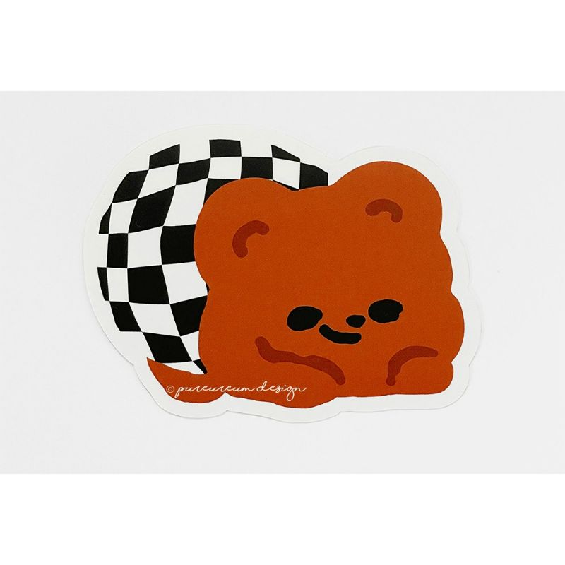 Pureureumdesign - Cupid Bear Checkerboard Removable Piece Sticker