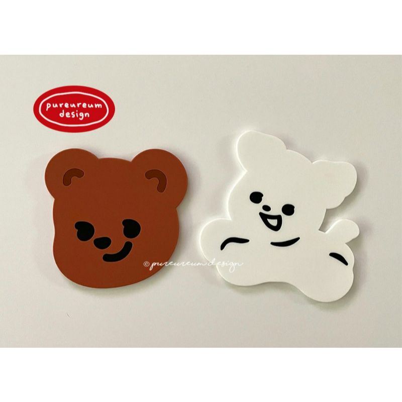 Pureureumdesign - Cupid Bear and Titi Silicone Coaster