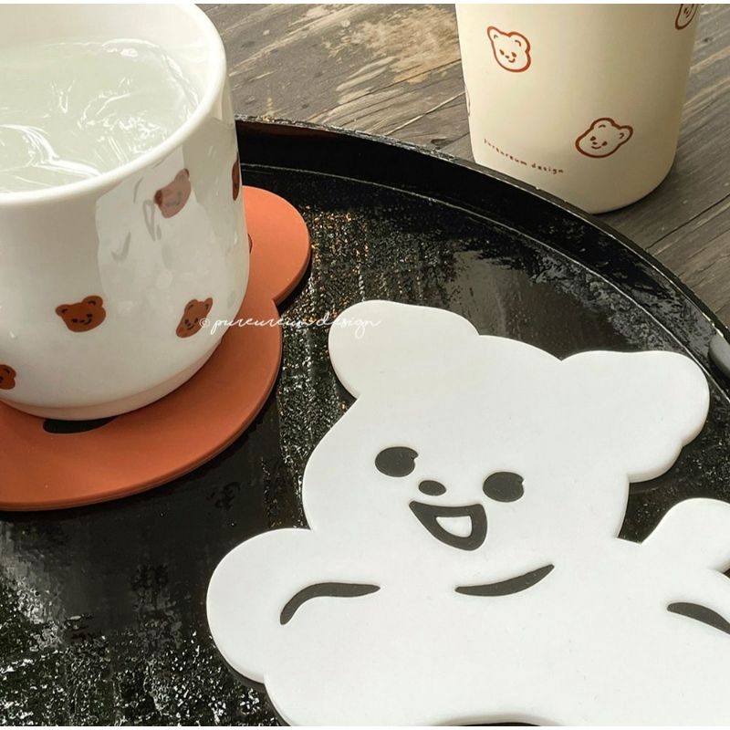 Pureureumdesign - Cupid Bear and Titi Silicone Coaster