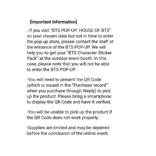 BTS - Character Sticker Pack (Weply Event)