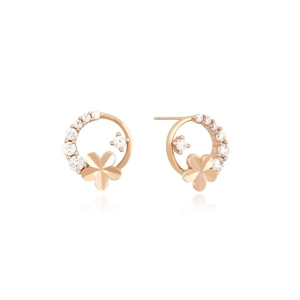 CLUE - Petite Flowery Rose Gold Silver Earrings