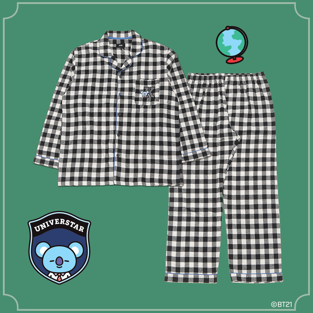 BT21 x Hunt Innerwear - Flannel Check Pajama Set - Koya