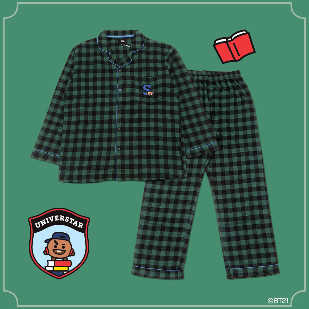 BT21 x Hunt Innerwear - Flannel Check Pajama Set - Shooky