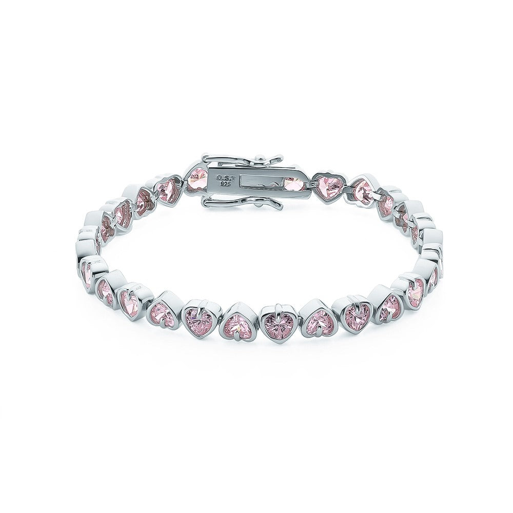 OST - Simulated Diamond Heart Attack Pink Bracelet