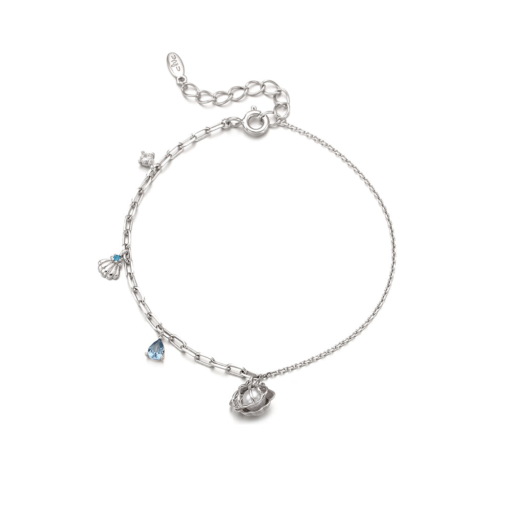 CLUE - Blue Sea Shell Silver Bracelet